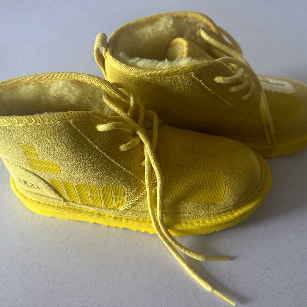 Big kid size 4 yellow UGG boots